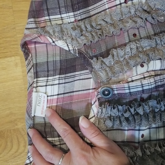 Next pink metallic button down blouse girls size 10 years - Picture 5 of 7